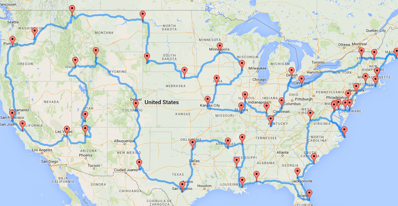 rota estados unidos viajar de carro